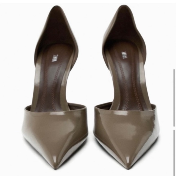 Zara Taupe Pointed Toe High Heel Court Shoes - Picture 7 of 10